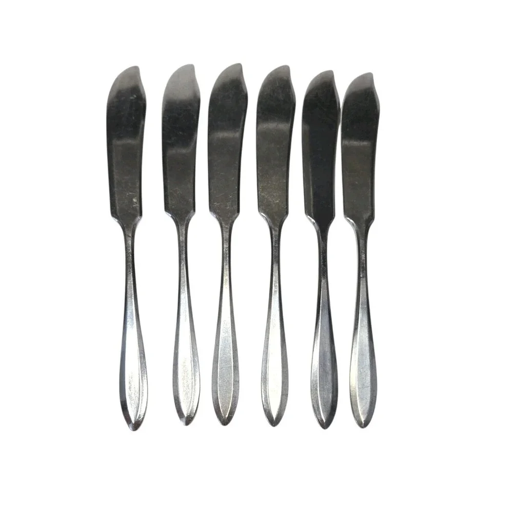 Vintage 1914 Oneida Patrician Silverplate Butter Spreaders Monogram N Set of 6